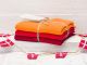 Solwang Wischtücher Orange Rot Dunkelrot Kombi 3er Pack Wischtuch aus Öko Tex zertifizierte Baumwolle