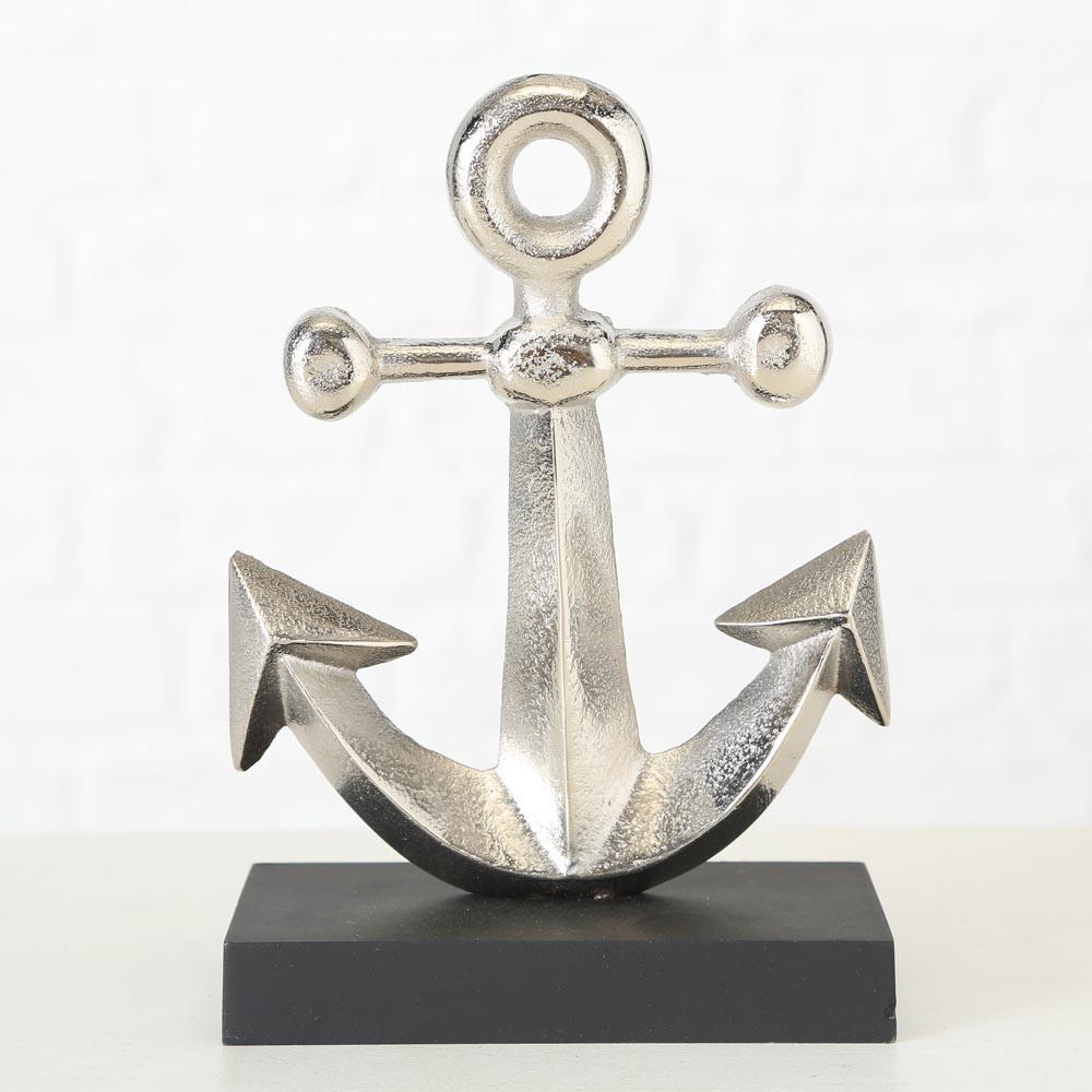 Anker Maritim Schiffsanker Dekoration Deko 16 cm silber Anchor Figur Keramik 