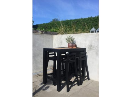 A2 Living Allwetter Bistro Tisch 2er Schwarz 67x124 cm rostfreie Gartenmöbel aus Metall verzinkt und lackiert A2 Nr 41150