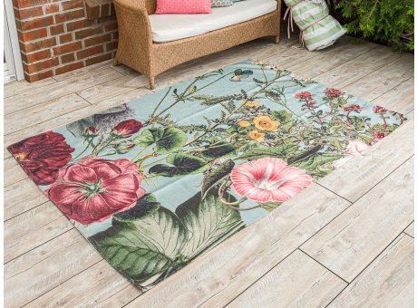 AU Maison Outdoor Teppich XXL Meadow Mint mit Blumen Garten 140x200 waschbar für draussen aus PET recycelt Kunststoff