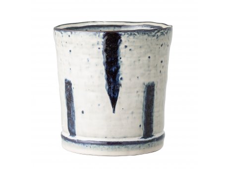 Bloomingville Blumentopf Blau  Weiß 13 cm Keramik Übertopf Höhe 14 cm Bloomingville Produkt Nummer 82047915
