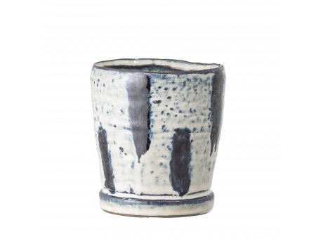 Bloomingville Blumentopf Blau  Weiß 9,5 cm Keramik Übertopf Höhe 10,5 cm Bloomingville Produkt Nummer 82047914
