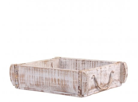 Chic Antique Ziegelform Kiste Unika Weiß groß mit Griffen Holz Kiste Chic Antique Backstein Form nr 41454-01