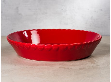 Greengate Backform PENNY Rot mit Herzen Muster Pie Plate aus Keramik 25 cm Auflaufform