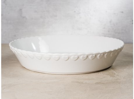 Greengate Backform PENNY Weiss mit Herzen Muster Pie Plate aus Keramik 25 cm Auflaufform