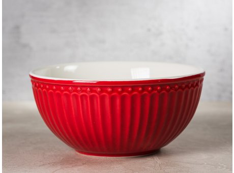 Greengate Schale ALICE Rot Müslischale Everyday Keramik Geschirr Red 450ml Rillenmuster Hygge für jeden Tag