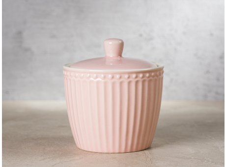Greengate Zuckerdose ALICE Rosa Everyday Keramik Geschirr Pale Pink Sugar Pot Rillenmuster Hygge für jeden Tag