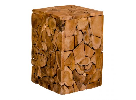 House Nordic Hocker MOSAIC Teak Holz Klotz Beistelltisch HN Nr 1501010