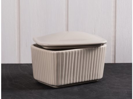 IB Laursen Salzdose beige mit Deckel aus Keramik Mynte Keramik Kollektion Butterdose Latte