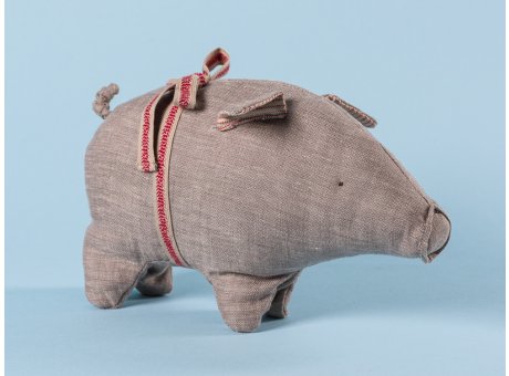 Maileg Schwein Grau small aus Leinen Glücksschwein Kuscheltier Glücksbringer Geschenk 14 cm klein
