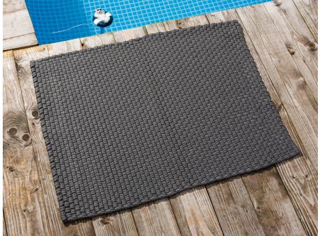 Pad Fussmatte Outdoor Teppich UNI Stone Grau 72x92 cm am Schwimmbecken oder auf der Terrasse als Fussmatte UV und Wetterbeständig Web-Look für draussen und drinnen