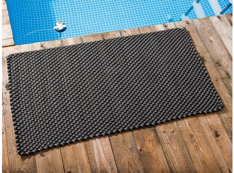 Pad Outdoor Teppich POOL Stone Grau Schwarz 72x132 cm zweifarbig am Schwimmbecken oder auf der Terrasse als Fussmatte UV und Wetterbeständig Web-Look für draussen und drinnen