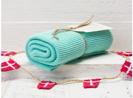 Solwang Handtuch Aqua hell Küchentuch aus Baumwolle gestrickt H30