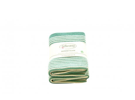 Solwang Wischtücher mit Streifen Antik Grün Natur 2er Set Baumwolle Spüllappen gestrickt Solwang Wischtuch Set Nr 02112