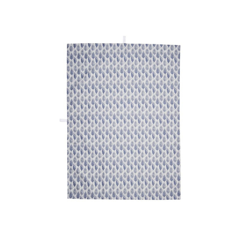 A simple Mess Geschirrtuch Eline grau mit Blättern in grau blau Geschirrhandtuch aus Baumwolle