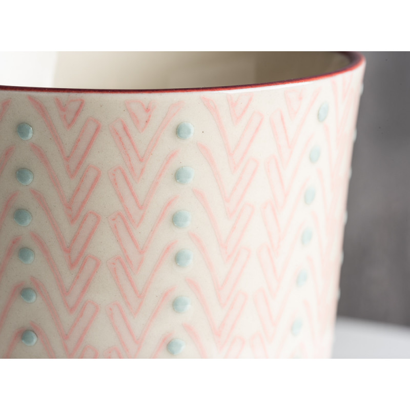 Bloomingville Becher MAYA Keramik Geschirr Tasse Kaffeebecher rosa Detailaufnahme erhaben