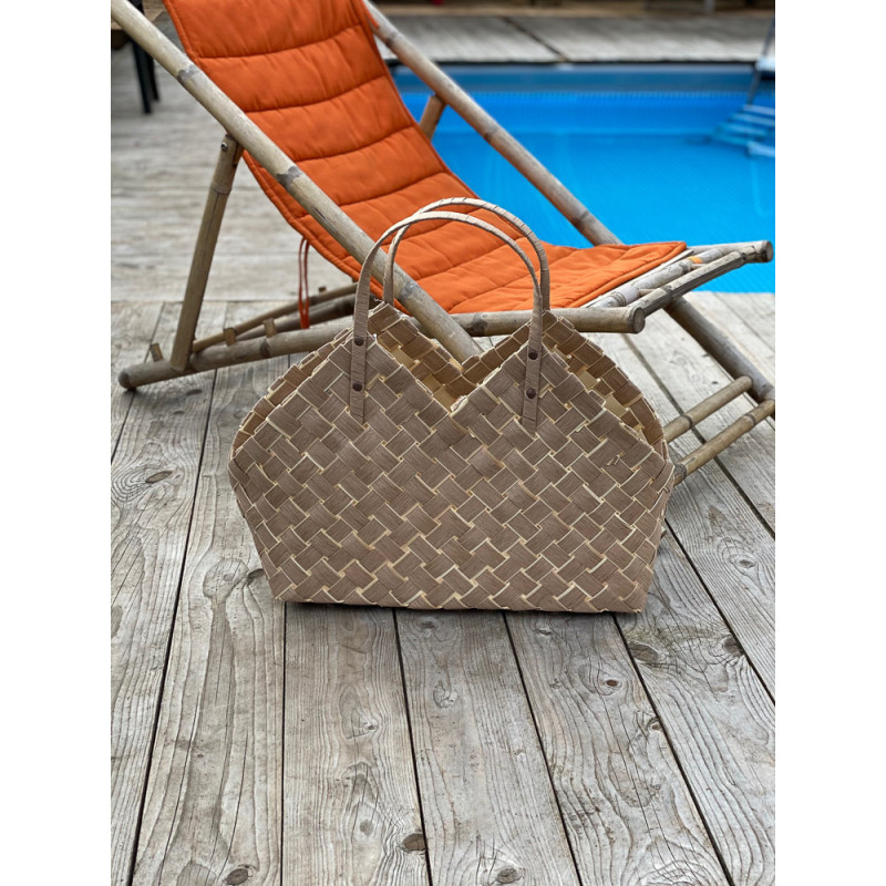 Greengate Korbtasche Groß aus Weide in Beige als Tasche am Pool oder Strand im Flecht Design mit 2 Henkeln