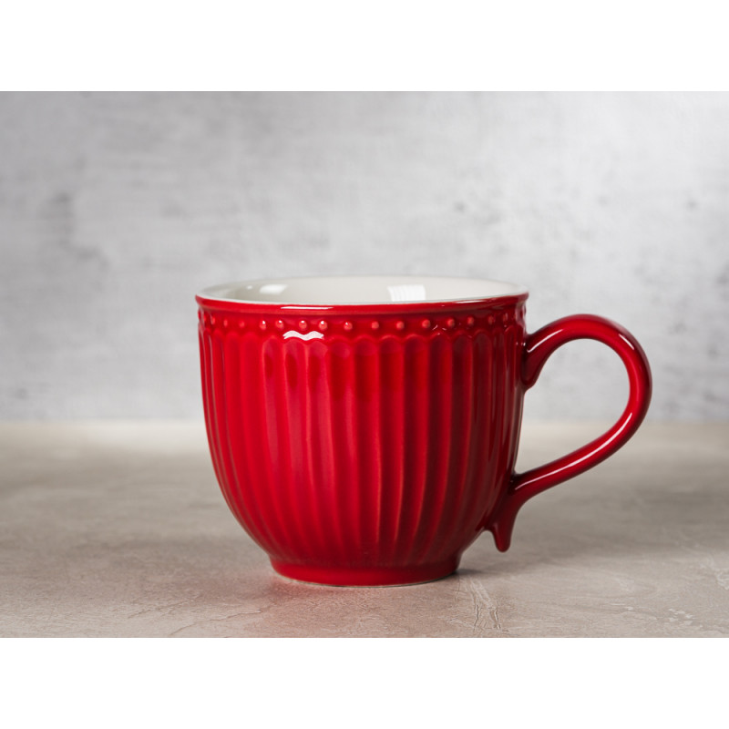 Greengate Tasse ALICE Rot Kaffeetasse Everyday Keramik Geschirr Red Rillenmuster Hygge für jeden Tag