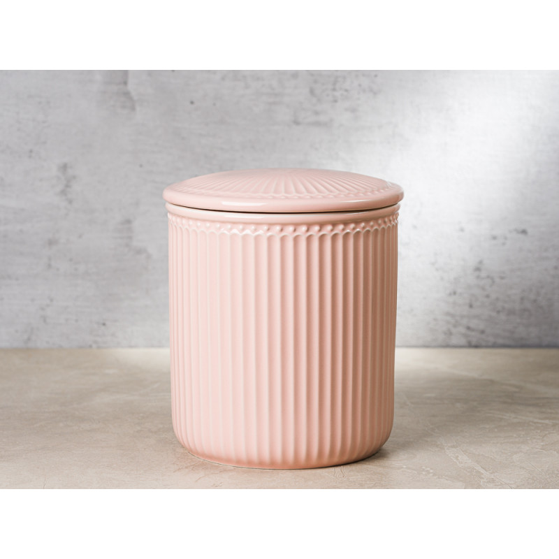 Greengate Vorratsdose Alice Dose mit Deckel Rosa Medium 13x15 cm 2100 ml Geschirr aus Keramik Pale Pink Rillenmuster Hygge für jeden Tag