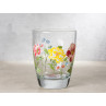 Greengate Glas THILDE mit grossen Blumen Wasserglas Klarglas 300 ml 9,5 cm hoch