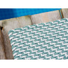 Pad Outdoor Teppich Fussmatte POOL Opal Türkis Weiss zweifarbig am Schwimmbecken oder auf der Terrasse UV beständig und regenwetterfest Gewebe und Farb Detail