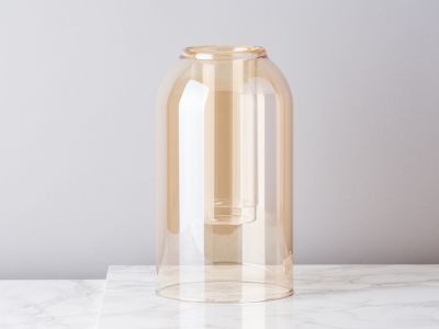 Bloomingville Vase Glas Dom braun beige 23 cm hoch Blumenvase Glas im Glas Top Modern
