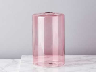 Bloomingville Vase Glas Rosa Blumenvase Zylinder 16 cm hoch Durchmesser 10 cm rund Design Modern