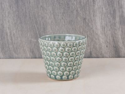 Bloomingville Votive Punkte grün grau Keramik Windlicht Teelichthalter