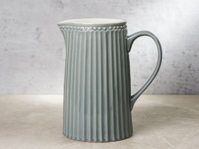 Greengate Krug ALICE Grau Kanne Everyday Keramik Geschirr Stone Grey 1 Liter Rillenmuster Hygge für jeden Tag