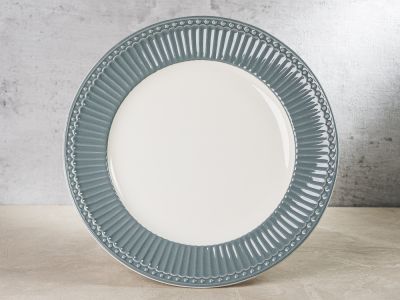 Greengate Teller ALICE Grau Essteller Everyday Keramik Geschirr Dinner Plate Stone Grey 26 cm Rillenmuster Hygge für jeden Tag
