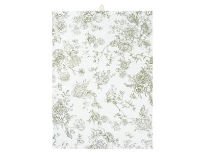 IB Laursen Geschirrtuch Blumen weiß grün Geschirrhandtuch aus Baumwolle 50x70 cm