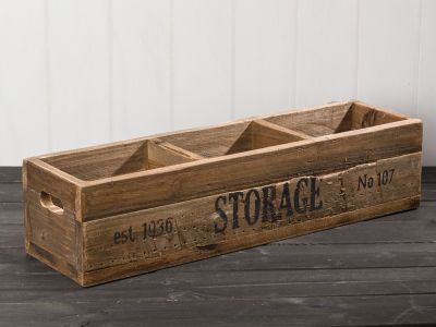 IB Laursen Kiste Storage mit 3 Fächern und Griffen aus Holz echtes Unikat Shabby Chic Dekoration