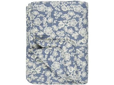 IB Laursen Quilt Blau mit Blumen Weiss 130x180 Baumwolle Ib Laursen Tagesdecke Muster Nr 0736-13