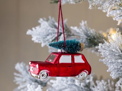 Weihnachtsdeko Auto mit Baum auf Dach Pink - Hier Kaufen